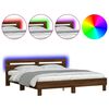 vidaXL Cadre de lit avec LED sans matelas ch&ecirc;ne marron 160x200 cm