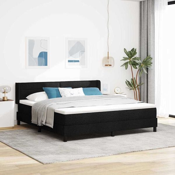 vidaXL Lit &agrave; ressorts avec matelas Noir 200 x 180 cm Polyester