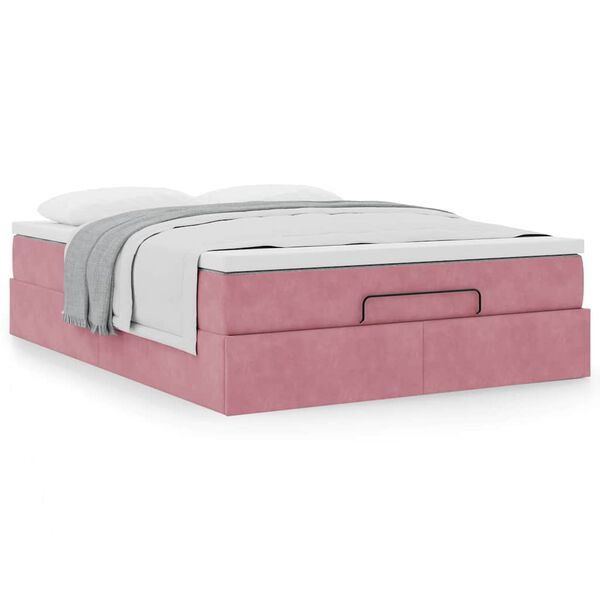 VidaXL Cadre de lit ottoman avec matelas rose 140x200 cm velours