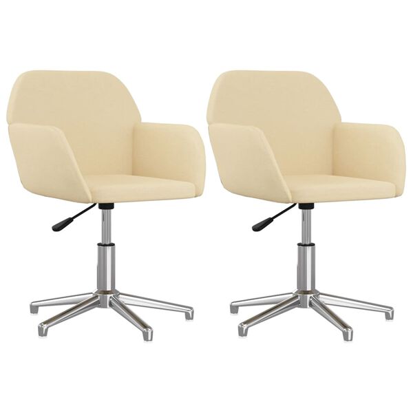 vidaXL Chaises pivotantes à manger lot de 2 Crème Tissu