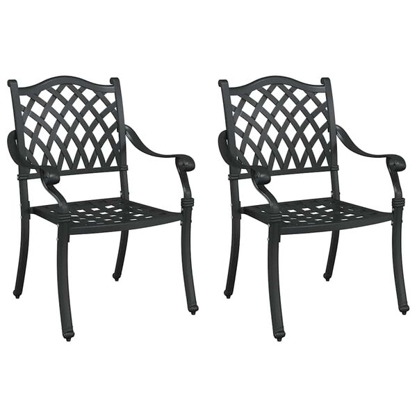vidaXL Chaise de jardin 2 pcs Noir 56 x 55 x 92,5 cm Aluminium