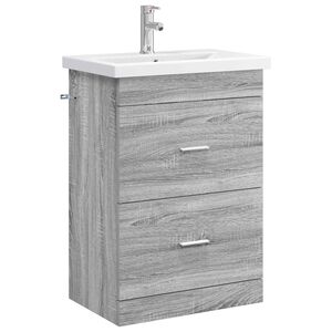 vidaXL Ensemble de mobilier de salle de bain Sonoma gris