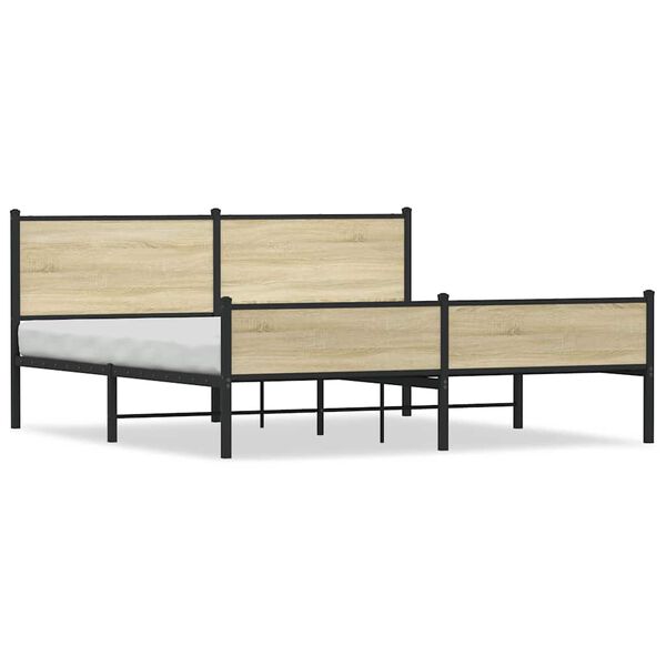 vidaXL Cadre de lit en m&eacute;tal sans matelas ch&ecirc;ne sonoma 180x200 cm