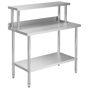 vidaXL Table de travail de cuisine avec &eacute;tag&egrave;re 120x60x120 cm Inox