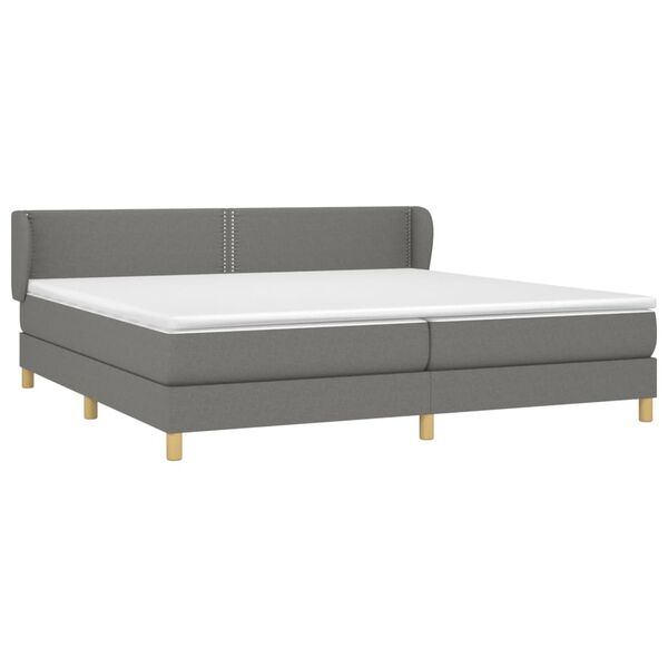 vidaXL Sommier &agrave; lattes de lit avec matelas Gris fonc&eacute; 200x200cm Tissu