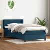 vidaXL Sommier &agrave; lattes de lit et matelas bleu fonc&eacute; 90x220 cm velours