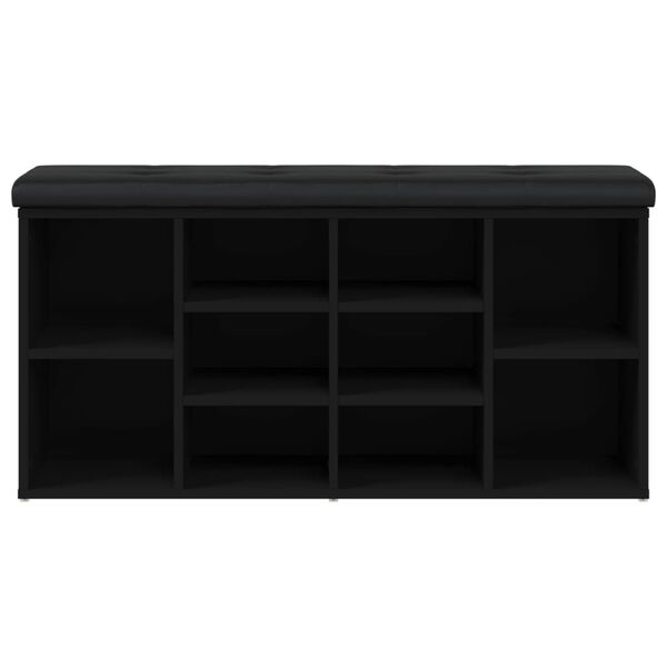 vidaXL Banc &agrave; chaussures noir 102x32x50 cm bois d'ing&eacute;nierie