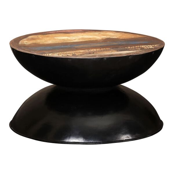 vidaXL Table basse Bois de r&eacute;cup&eacute;ration massif Base noire 60x60x33 cm