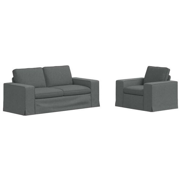 vidaXL Canap&eacute; 2 pcs Gris fonc&eacute;