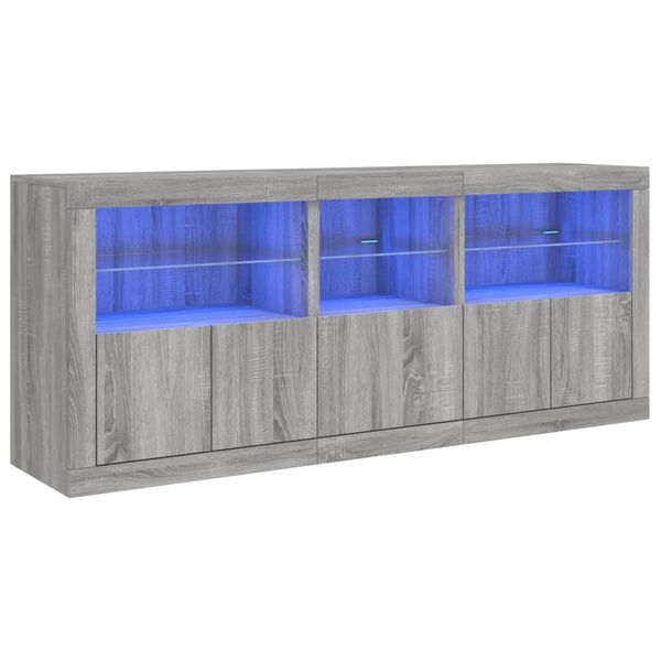 vidaXL Buffet avec lumières LED sonoma gris 162x37x67 cm