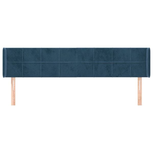 vidaXL T&ecirc;te de lit avec oreilles Bleu fonc&eacute; 203x16x78/88 cm Velours