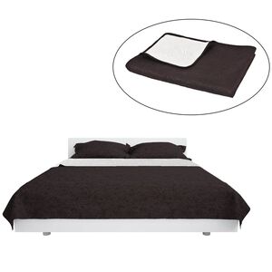 vidaXL Couvre-lit &agrave; double face matelass&eacute; 170 x 210 cm Cr&egrave;me et marron