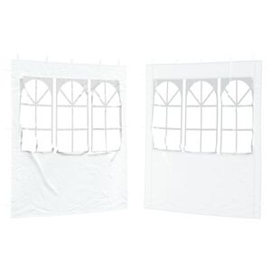 vidaXL Mur de tente de f&ecirc;te 2 pi&egrave;ces 200 x 195 cm Blanc PE et acier