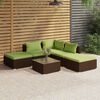vidaXL Salon de jardin 6 pcs avec coussins R&eacute;sine tress&eacute;e Marron