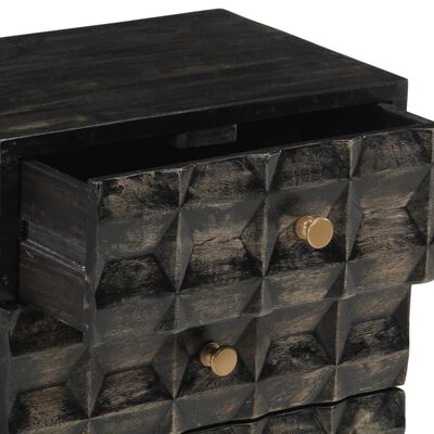 vidaXL Table de chevet Noir 40x29x50 cm Bois de manguier solide