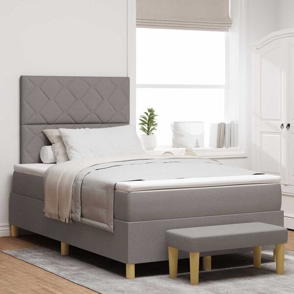 vidaXL Lit &agrave; ressorts avec matelas Taupe 120 x 190 cm tissu