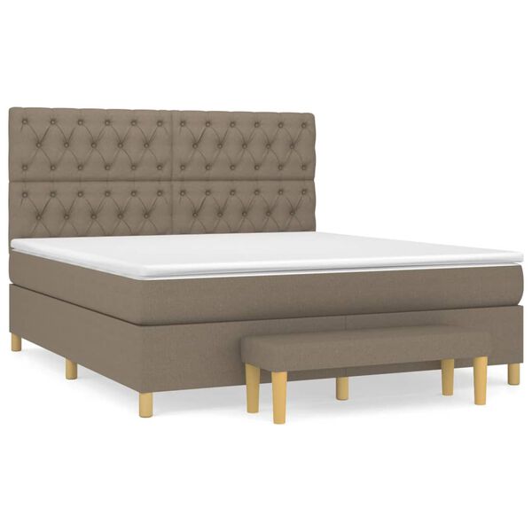 vidaXL Sommier &agrave; lattes de lit avec matelas Taupe 160x200 cm Tissu