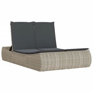 vidaXL Chaise longue double avec coussins gris clair r&eacute;sine tress&eacute;e