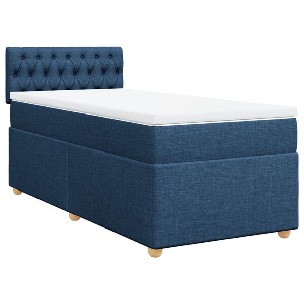 vidaXL Sommier &agrave; lattes de lit avec matelas Bleu 90x200 cm Tissu
