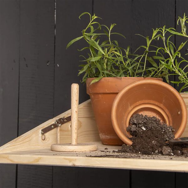 Esschert Design Bar mural avec &eacute;tag&egrave;re rabattable S Naturel