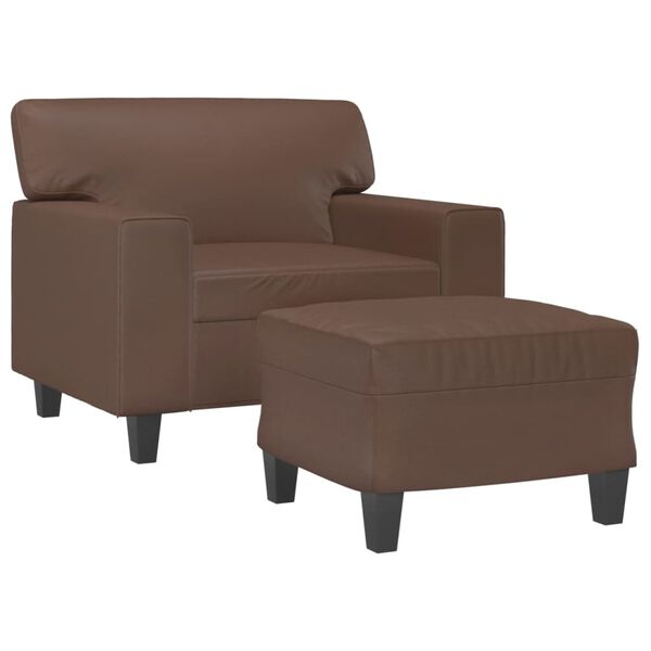vidaXL Fauteuil avec repose-pied Marron 60 cm Similicuir