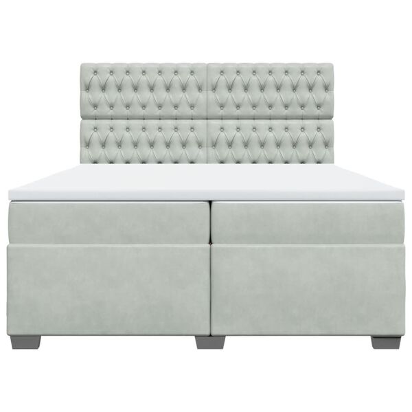 vidaXL Sommier à lattes de lit et matelas Gris clair 200x200cm Velours