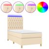 vidaXL Sommier &agrave; lattes de lit et matelas et LED Cr&egrave;me 90x200 cm Tissu