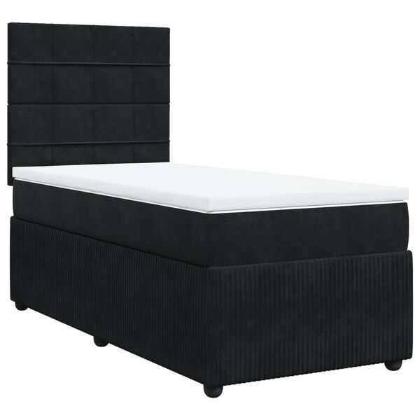 vidaXL Sommier &agrave; lattes de lit avec matelas Noir 90x190 cm Velours