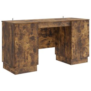 vidaXL Bureau Ch&ecirc;ne fum&eacute; 142,5 x 50 x 75 cm Bois d'ing&eacute;nierie
