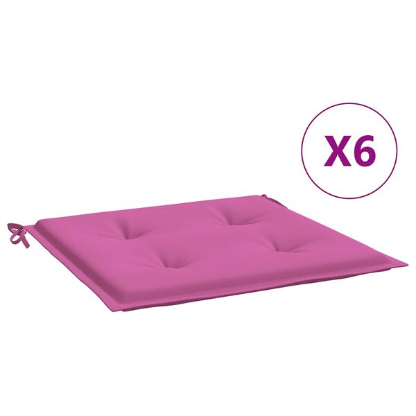 vidaXL Coussins de chaise de jardin lot de 6 rose 40x40x4 cm tissu