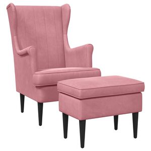 vidaXL Fauteuil avec pouf 2 pc Rose Velours