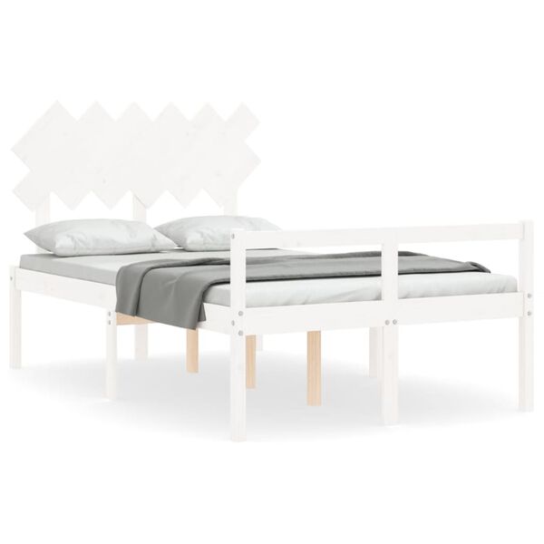 vidaXL Lit pour personne &acirc;g&eacute;e sans matelas blanc 120x200cm bois massif