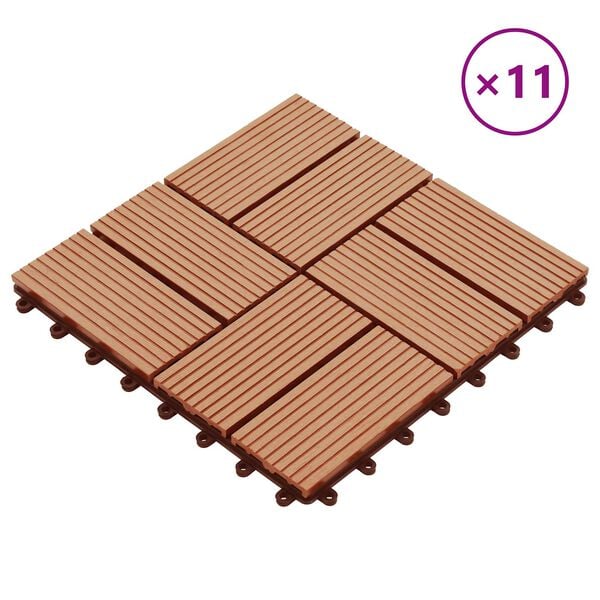 vidaXL Carreau de terrasse 11 pcs Teck 30 x 30 cm WPC