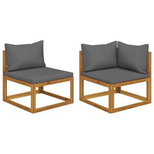 vidaXL Ensemble de fauteuils avec coussins gris 2 pcs bois d'acacia