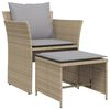 vidaXL Chaise de jardin avec tabouret beige r&eacute;sine tress&eacute;e