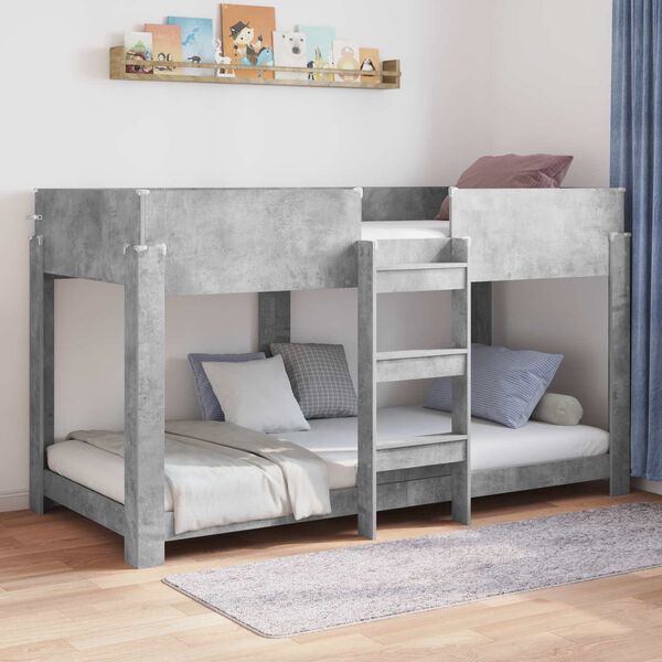 vidaXL Lit Superpos&eacute; pour Enfants avec matelas Gris b&eacute;ton 100 x 190 cm