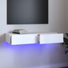 vidaXL Meuble TV avec lumi&egrave;res LED Blanc 90x35x15,5 cm