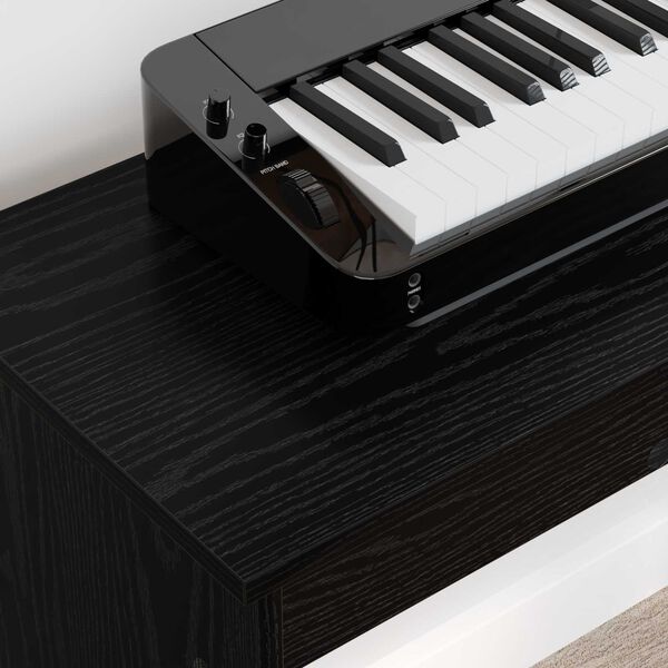 vidaXL Stand de clavier Ch&ecirc;ne noir 130 x 32 x 64 cm Bois d'ing&eacute;nierie