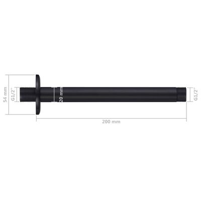 vidaXL Bras de support de douche Rond Acier inoxydable 201 Noir 20 cm