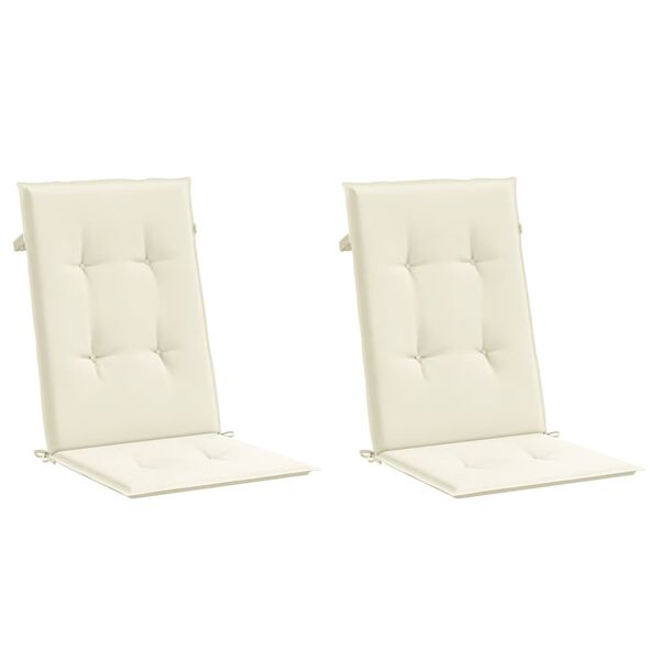 vidaXL Coussins de chaise de jardin dossier haut lot de 2 crème tissu
