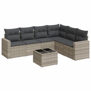 vidaXL Salon de jardin avec coussins 7 pcs gris clair r&eacute;sine tress&eacute;e