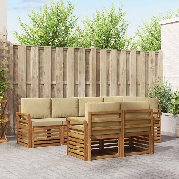 vidaXL Ensembles de canap&eacute;s avec coussin 7 pcs Naturel et Beige