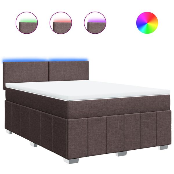 vidaXL Sommier &agrave; lattes de lit avec matelas Marron fonc&eacute; 140x200 cm