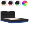vidaXL Cadre de lit avec LED sans matelas noir 135x190 cm