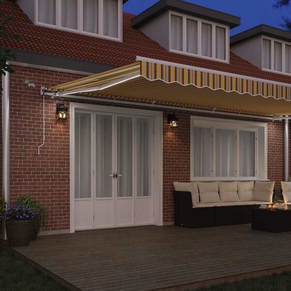 vidaXL Auvent R&eacute;tractable Multicolore 600 &times; 350 cm Polyester et m&eacute;tal