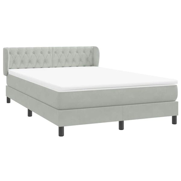 vidaXL Sommier &agrave; lattes de lit et matelas gris clair 140x220cm velours