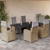 vidaXL Ensemble &agrave; manger de jardin et coussins 7 pcs beige poly rotin