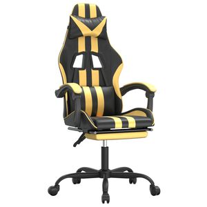 vidaXL Chaise de jeu pivotante et repose-pied Noir et dor&eacute; Similicuir