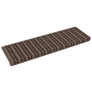 vidaXL Tapis d'escalier auto-adh&eacute;sifs 15 pcs Marron 65 x 21 x 4 cm