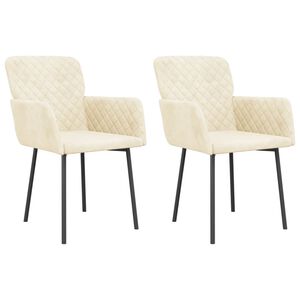 vidaXL Chaises &agrave; manger lot de 2 Cr&egrave;me Velours
